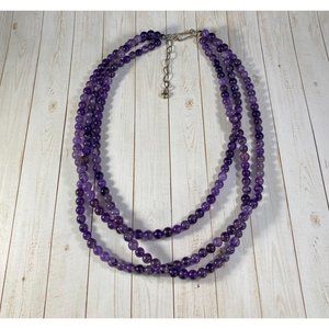 Jay King DTR Necklace 925 Amethyst Beaded Three Strand Signed